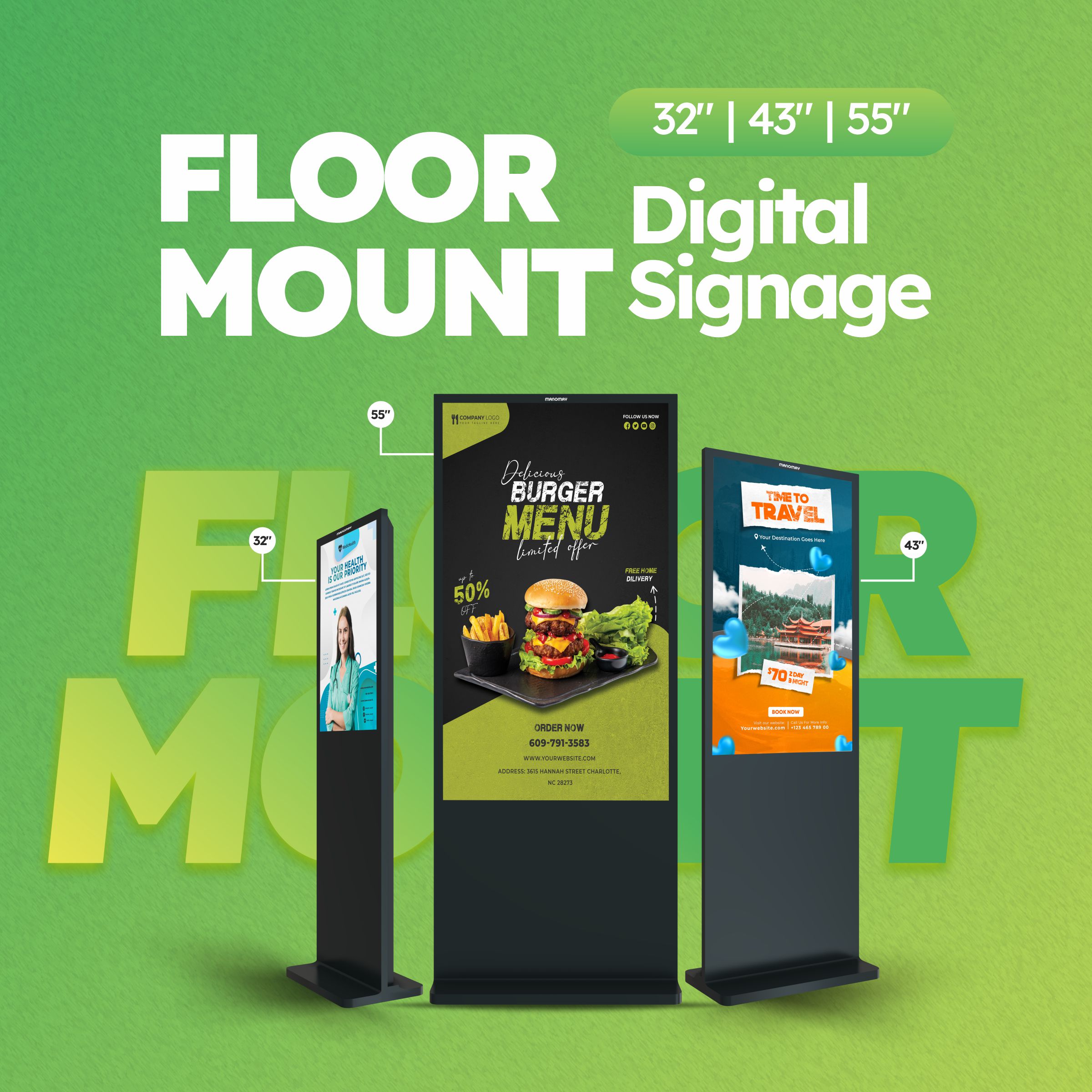 E Series 43 inch Floor Mount DSS A9 2GB 16GB Non Touch