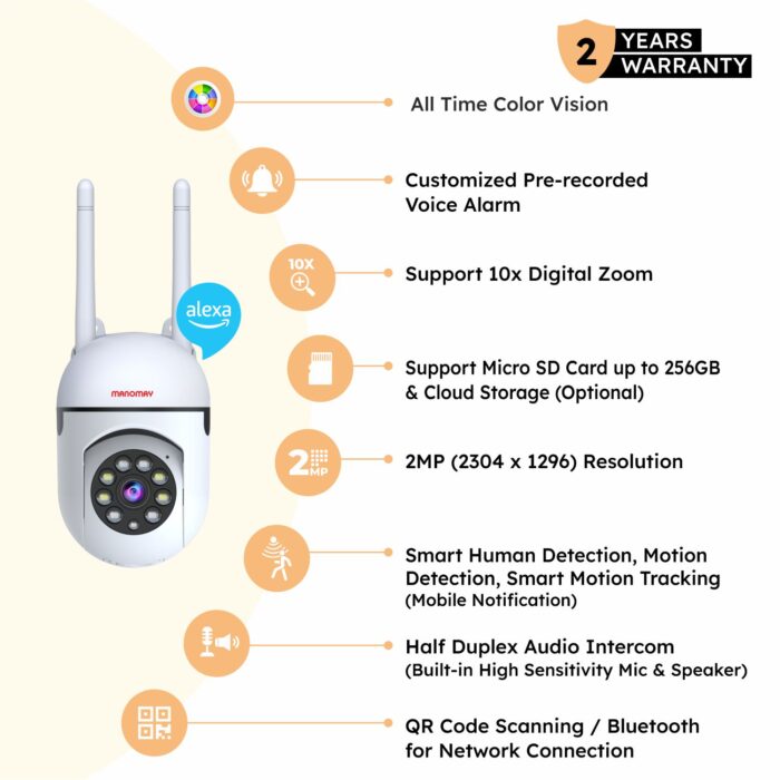 2MP Wi-Fi Protect Pro-X All Time Colour Pan-Tilt Camera