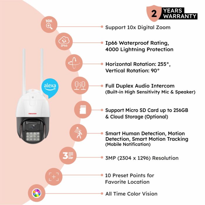 3MP Wi-Fi Protect Pro Mini Pan-Tilt Camera